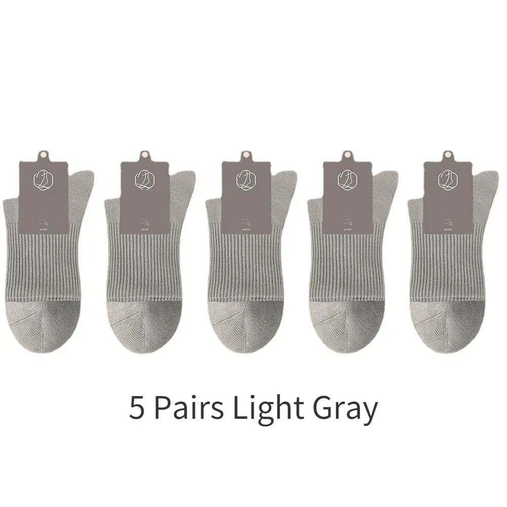 96% Pure Cotton Men's Socks 5 Pairs/Lot High Quality Business Antibacterial Long Thick Socks Casual Breathable Autumn Winter