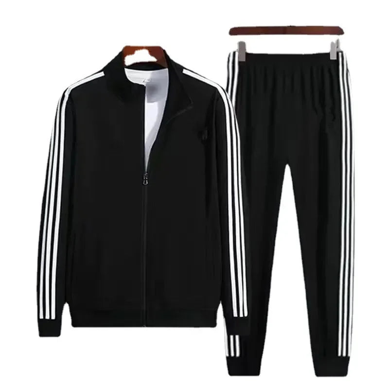 Men's Long Sleeve Running Suit Set Stand Collar Morning Run Versatile Slim Fit Sportswear Two Piece Popular Cross-Border