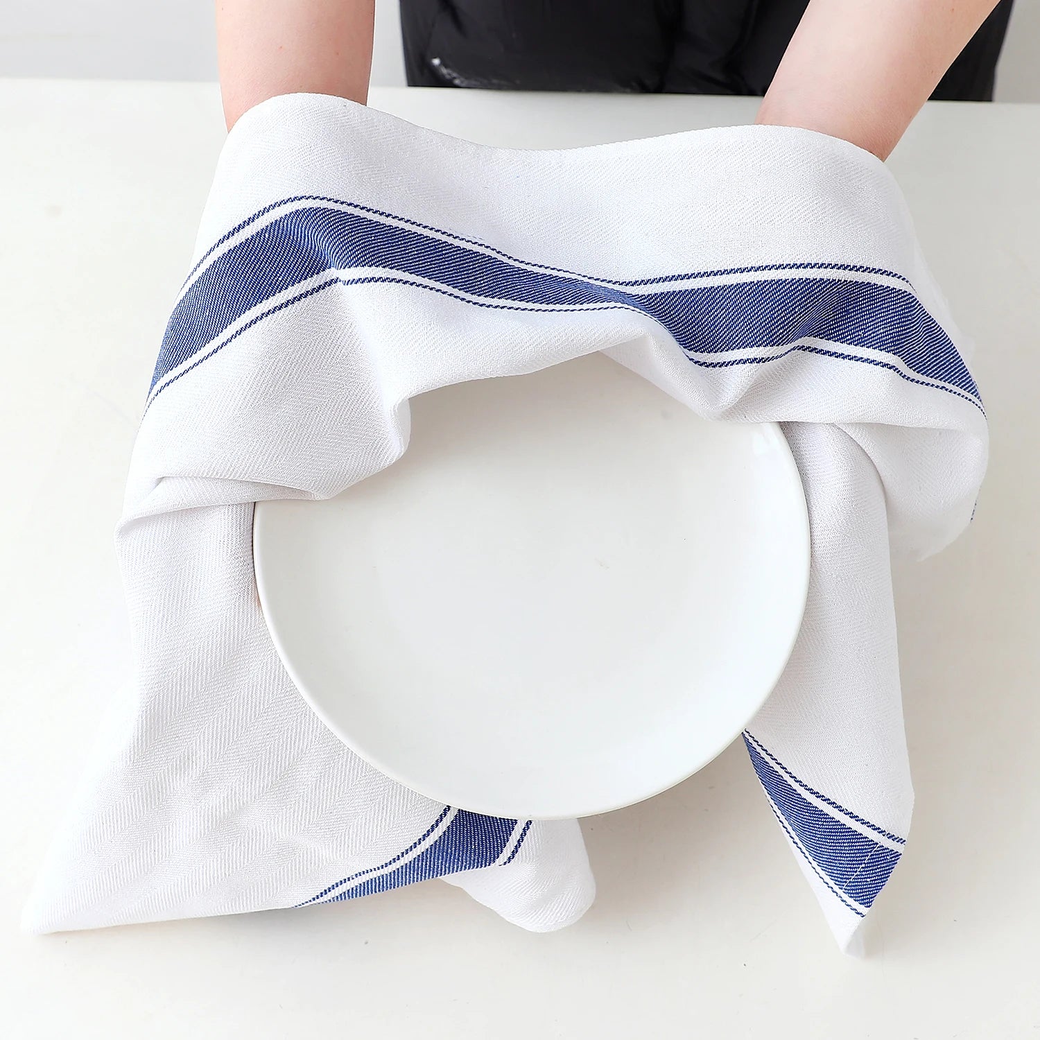 Herringbone Striped Dish Towels Highly Absorbent Kitchen Towels Reusable Bar Restaurant Cleaning Cloth Napkins Oversized 19X28In