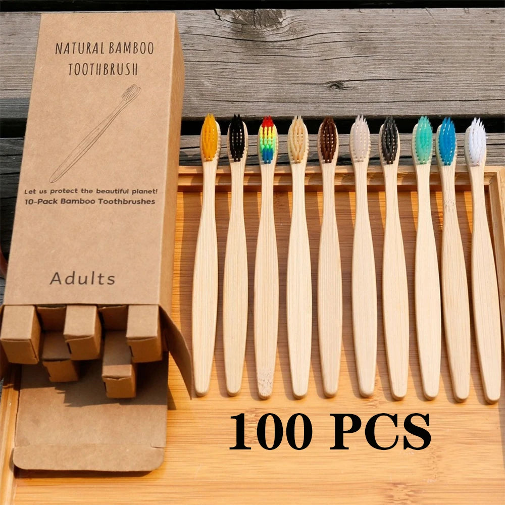 10/20/30/50/100PCS Colorful Toothbrush Natural Bamboo Tooth Brush Set Soft Bristle Charcoal Teeth Eco Bamboo Toothbrushes