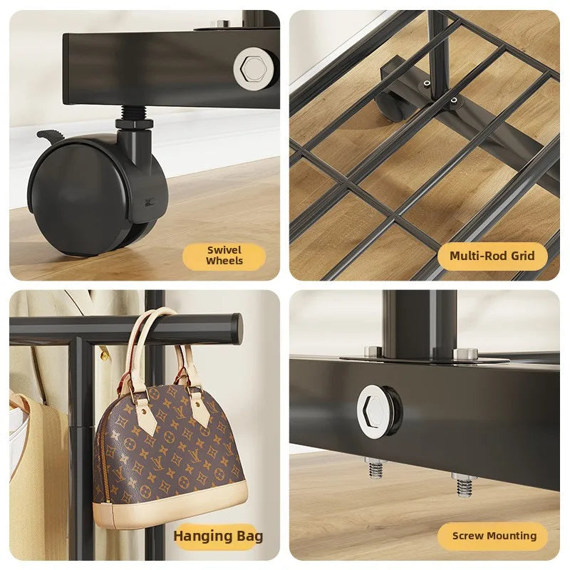 Simple Floor-Mounted Clothes Drng Ra Indoor Balcony Dormi Coat Hanger Metal Clothesline Holder Easy to Use