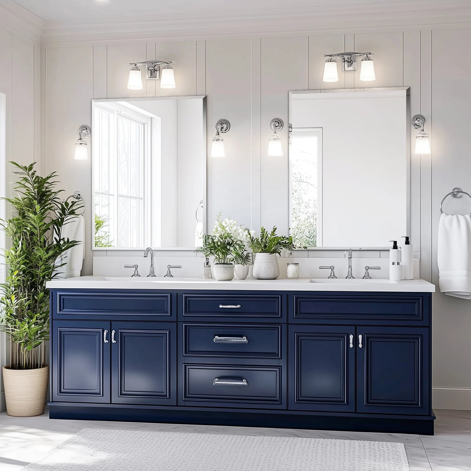 Wisfor Frameless Bathroom Mirror for Over Sink, Beveled Wall Mirror, Rectangle Vanity Mirror, Modern Style