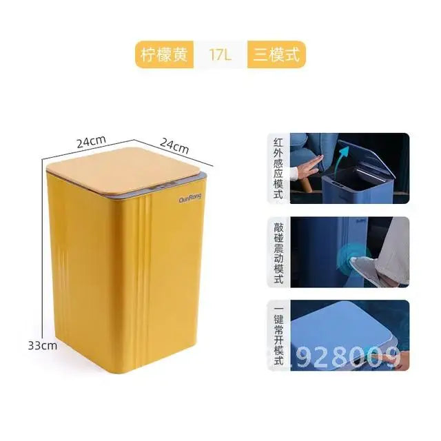 20L Smart Induction Trash Can Kitchen Bathroom Waterproof Automatic Cleaning Dustbin Trash Smart LED Home Sensor Bin with Light
