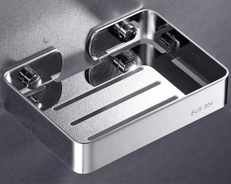 304 Stainless Steel Soap Dish Box Modern Bathroom Accessories Kitchen Wall Mounted Soap Holder Soap Box Soap Dish Soap Case