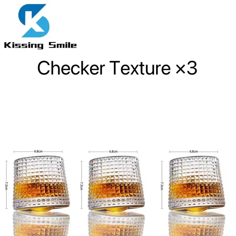 Creative Whiskey Glasses Durable Spinning Glassware Cocktails Wine Brandy Cup Water Juice Tea Mug Party Drinking Glass Tumbler