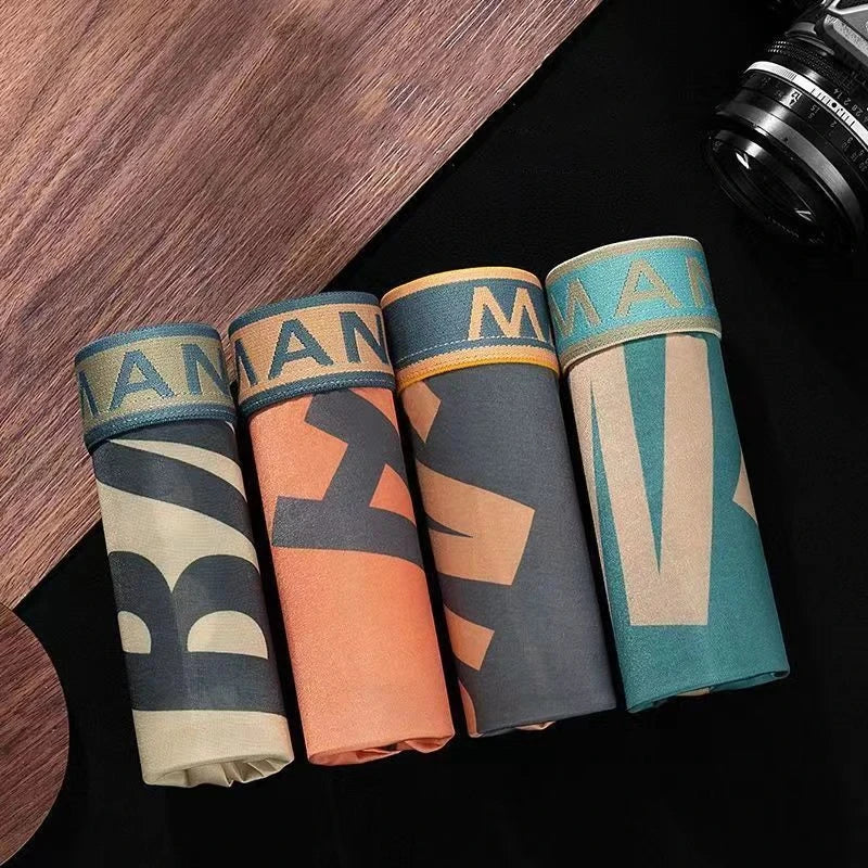 12PCS Men's Underwear Boys' Boxing Fashion Letter Printed Underwear Comfortable and Breathable Men's Underwear Plus Size Shorts