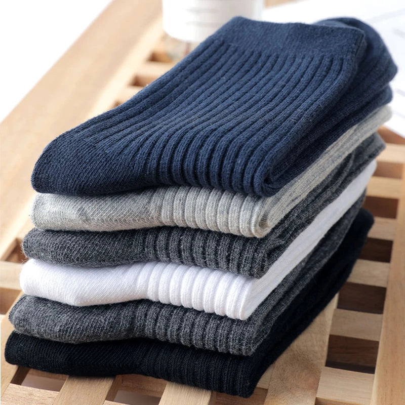 HSS Brand 2022 New 100% Pure Cotton Men Socks Casual Business Stripe Deodorant Breathable Man Travel Winter Sock 5 Pairs / Lot