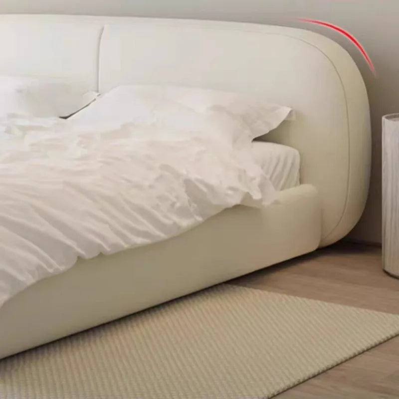 White Tech Cloth Frame Double Bed Luxury Headboard Double Bed King Size Twin Full House Cama De Dormitorio Furniture For Bedroom