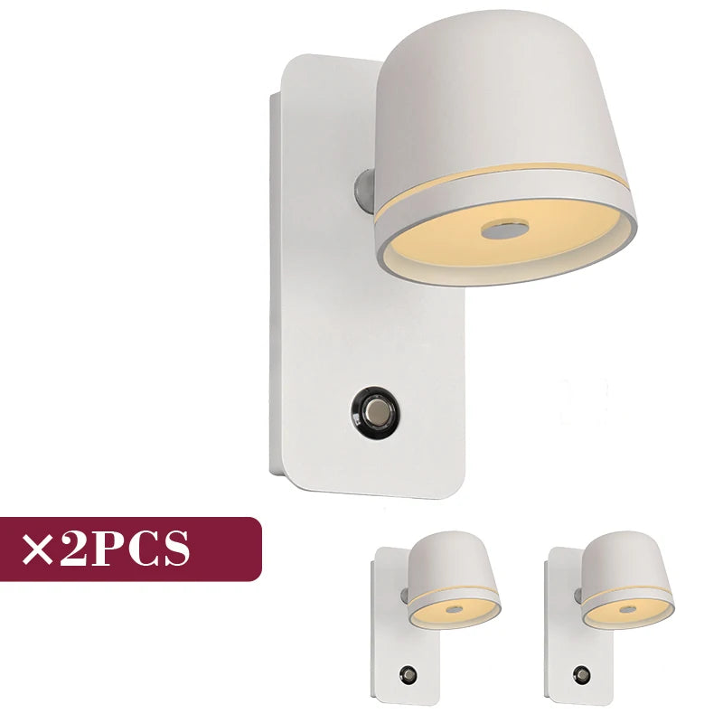 Aisilan LED Dimmable Wall Lamp with On/Off Switch Adjust Brightness and 3-CCT Rotation Wall Sconce for Bedside Living Room