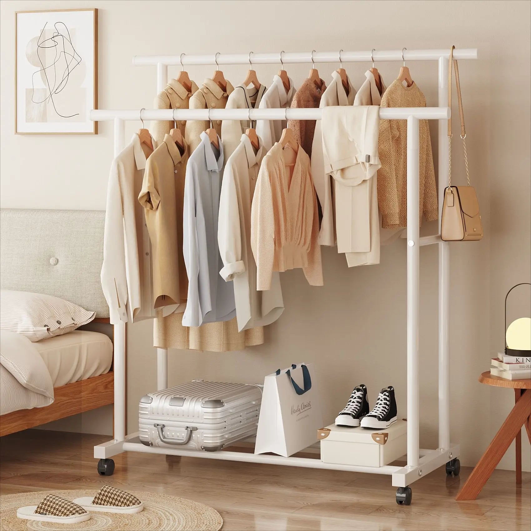 Simple Floor-Mounted Clothes Drng Ra Indoor Balcony Dormi Coat Hanger Metal Clothesline Holder Easy to Use