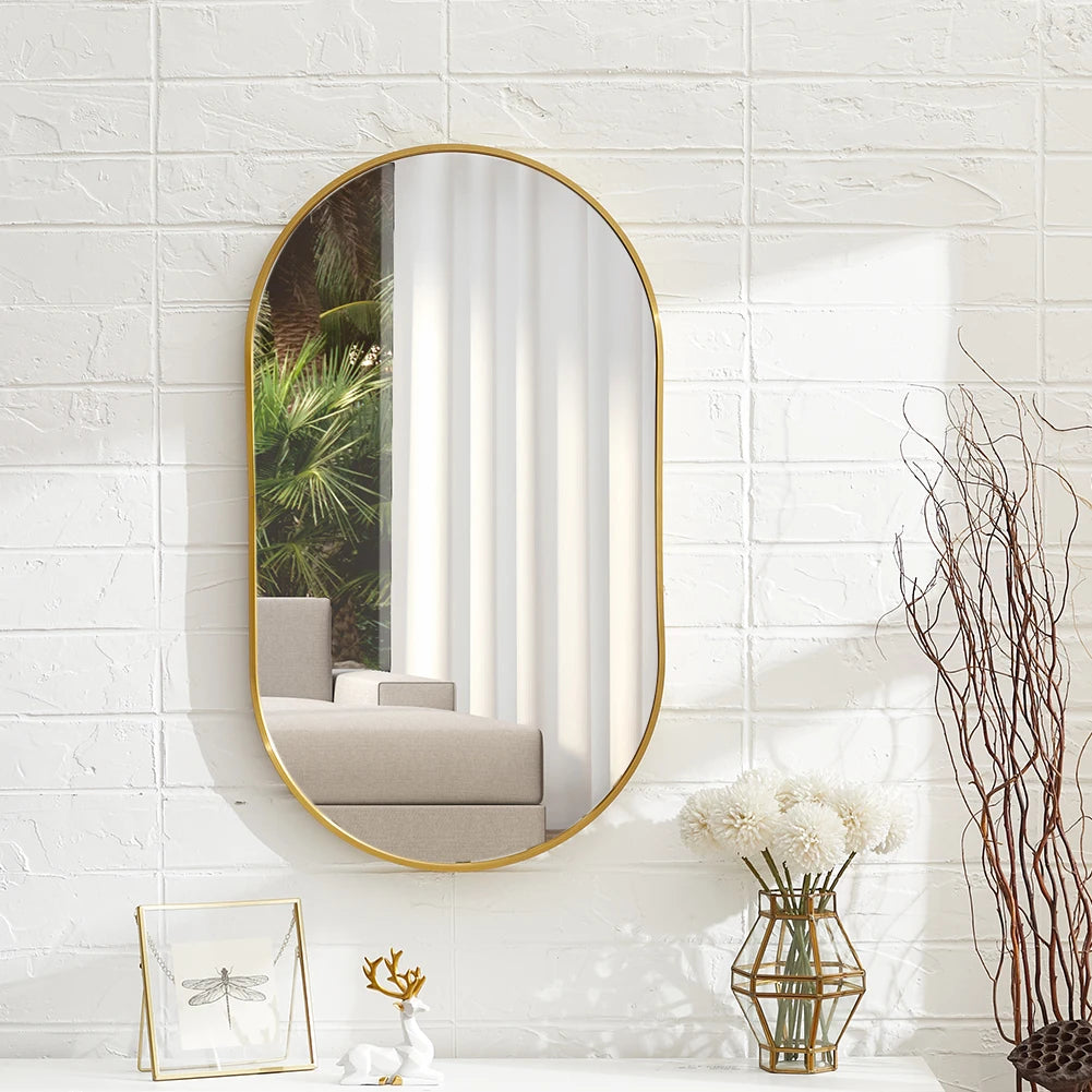 【Lifeideas】Gold 70cm Oval Bathroom Vanity Mirror Wall Mirror