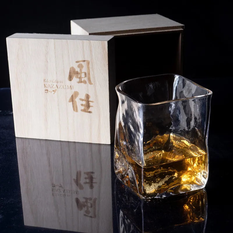 Crystal Whiskey Glass With Wood Box Japanese Glassware Gift Wine Tasting Cup XO Vodka Chivas Cognac Brandy Snifter Dropshipping