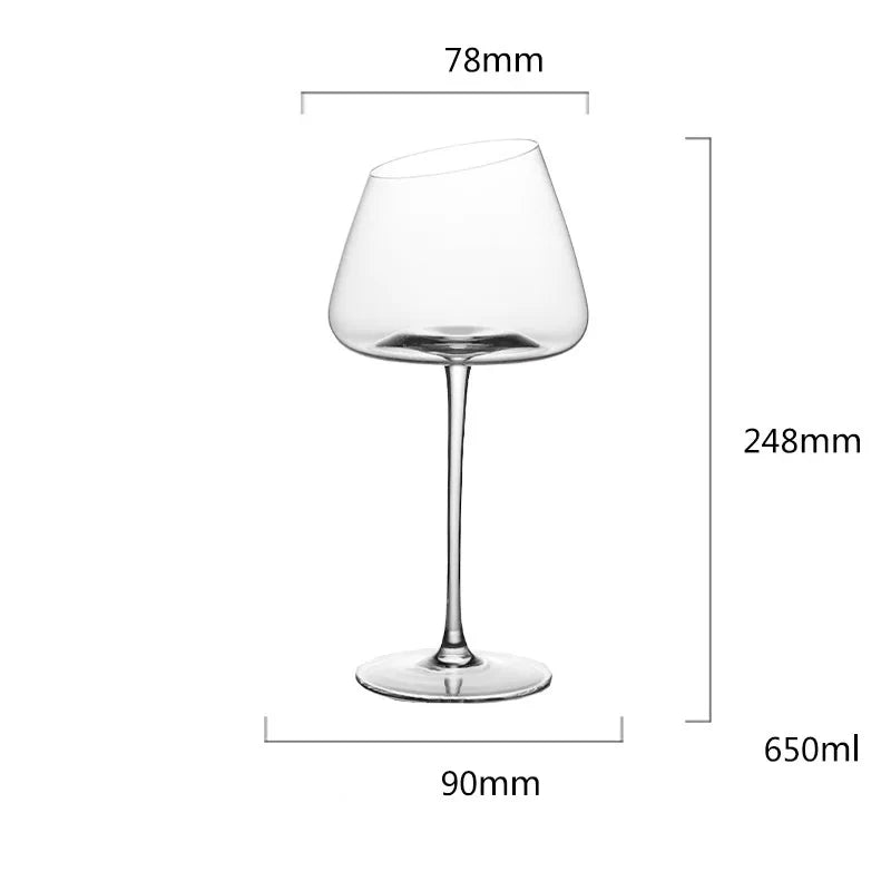 Oblique Long Stem Goblet Red Wine Glass Cup Kitchen Tool Champagne Glass Bordeaux Burgundy Wedding Party Gift Glassware