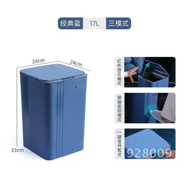 20L Smart Induction Trash Can Kitchen Bathroom Waterproof Automatic Cleaning Dustbin Trash Smart LED Home Sensor Bin with Light