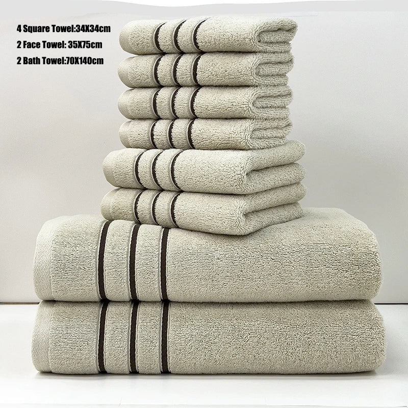 6/8PCS Bath Towel Set Adult Bathroom Cotton Super Absorbent 2 Wash Towel 2 Hand Towel 2 Bath Towel Hotel Spa Beauty Salon Grey