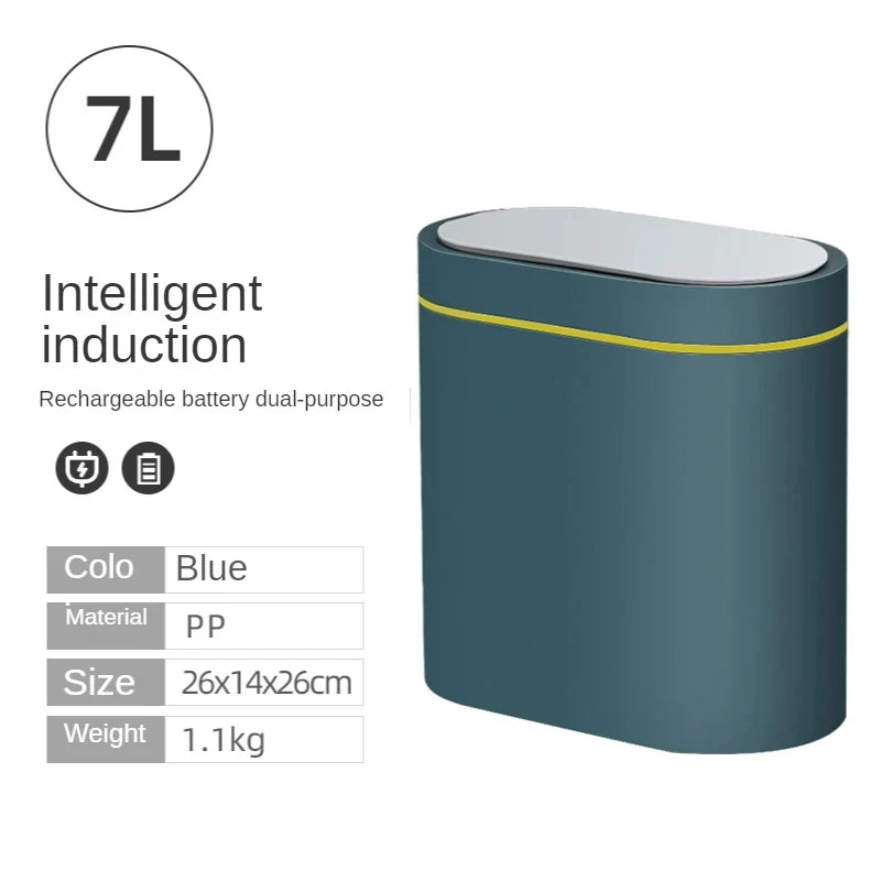 7L Smart Induction Trash Can Automatic Intelligent Sensor Dustbin Electric Touch Trash Bin for Kitchen Bathroom Bedroom Trash