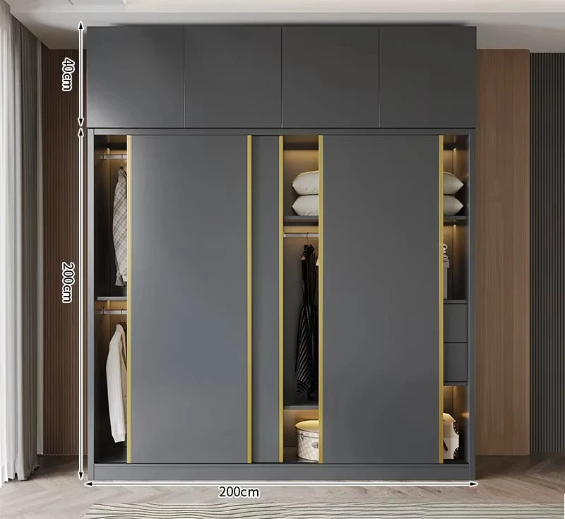 Clothes Girls Wardrobe Storage Gold Black Modern Display Wardrobe European Multifunction Vitrinas Cristal Expositoras Furniture