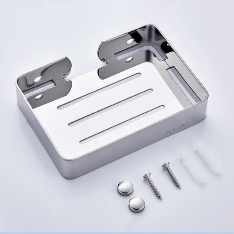 304 Stainless Steel Soap Dish Box Modern Bathroom Accessories Kitchen Wall Mounted Soap Holder Soap Box Soap Dish Soap Case