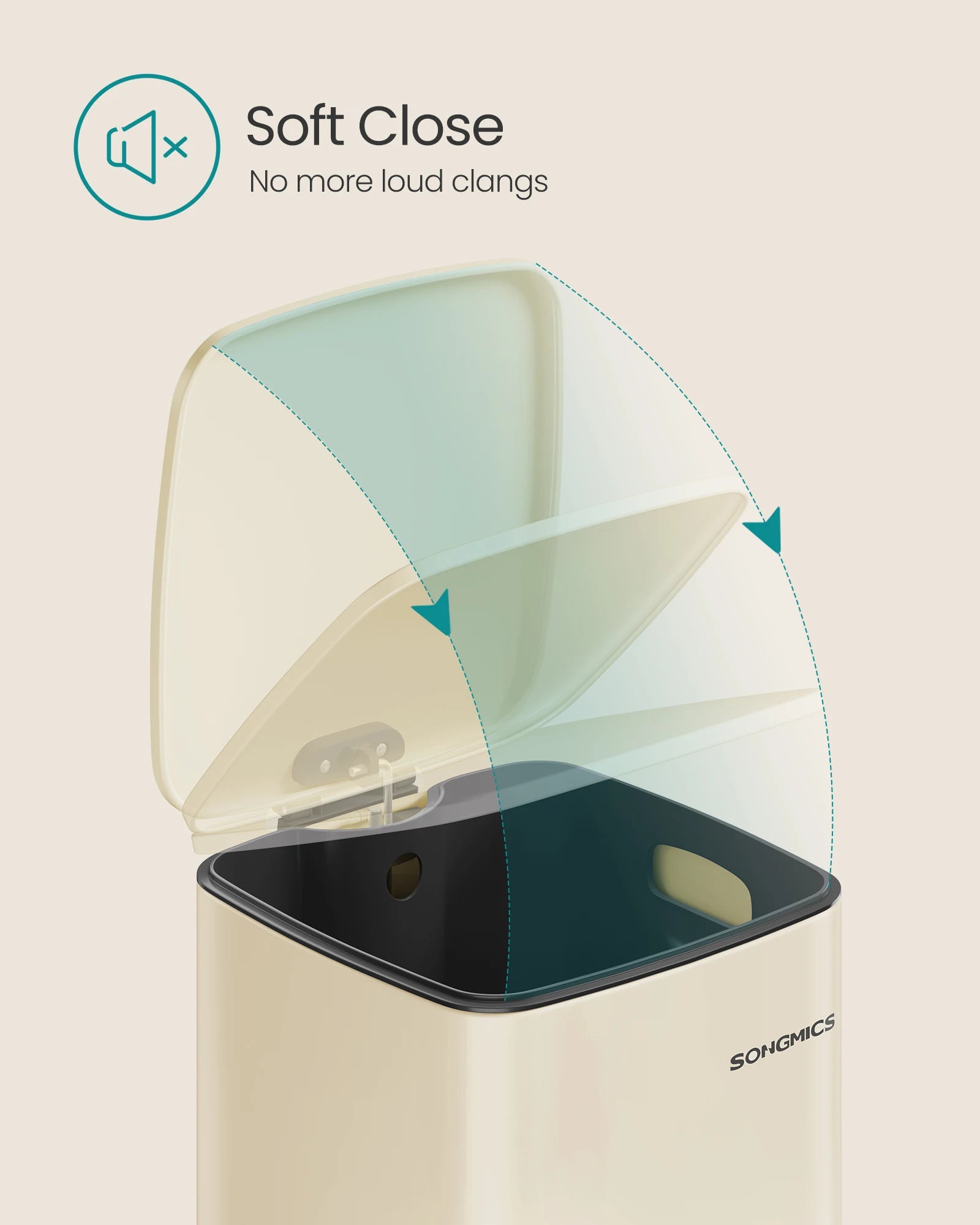 SONGMICS Kitchen Bin, 8-Gallon (30 L) Trash Bin, Steel Pedal Bin, with Inner Bucket, Soft Close