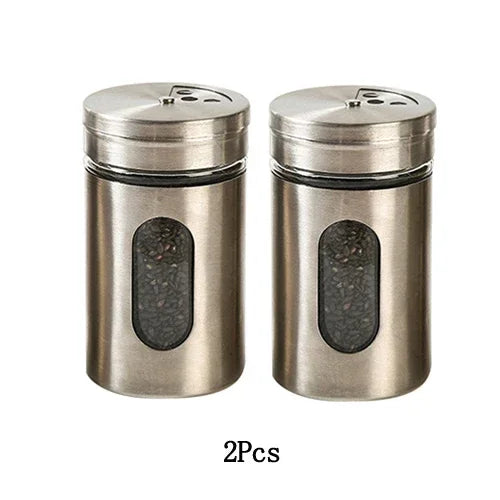Stainless Steel Seasoning Spice Storage Box Condiment Bottles Shaker Jars Organizer BBQ Cooking Herbs Toothpick Holder