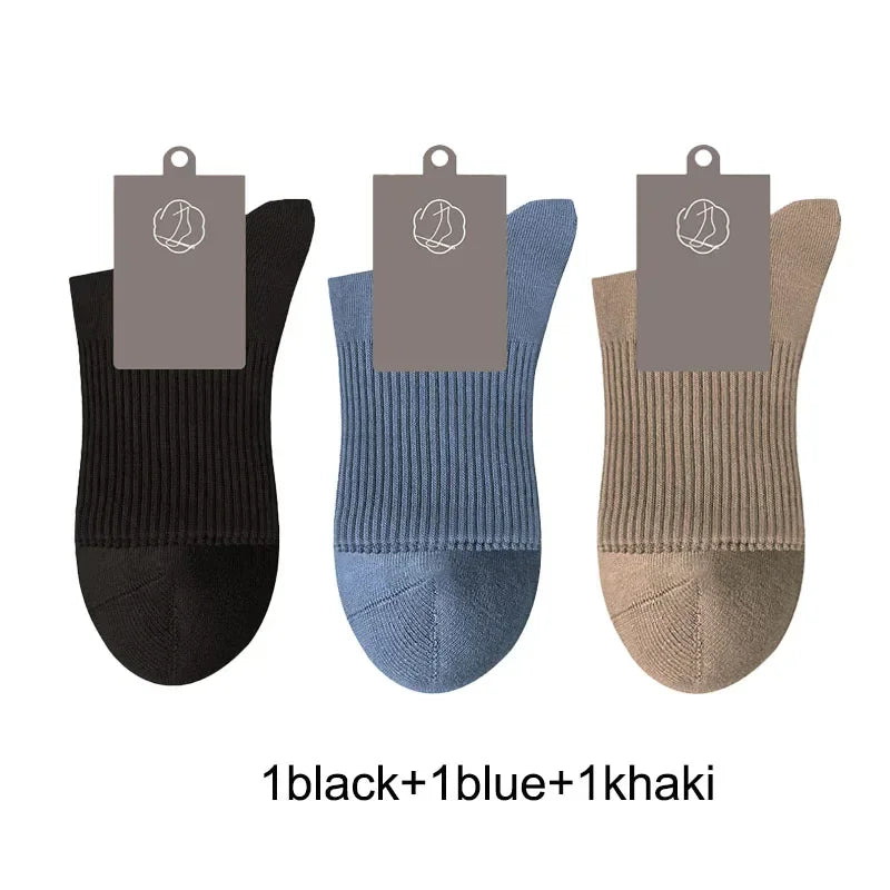 96% Pure Cotton Men's Socks 5 Pairs/Lot High Quality Business Antibacterial Long Thick Socks Casual Breathable Autumn Winter
