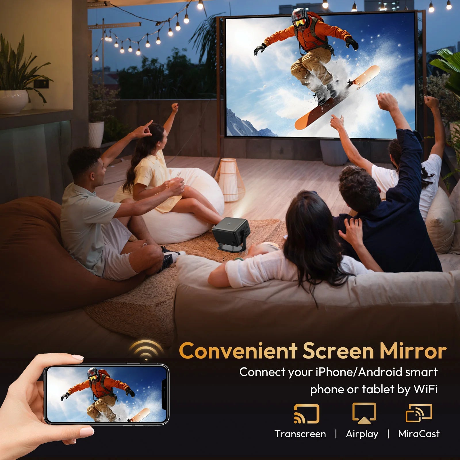 Android Projector 18000LMS 1080p 4k 3D 5G WiFi Auto Focus Video Home Theater BT