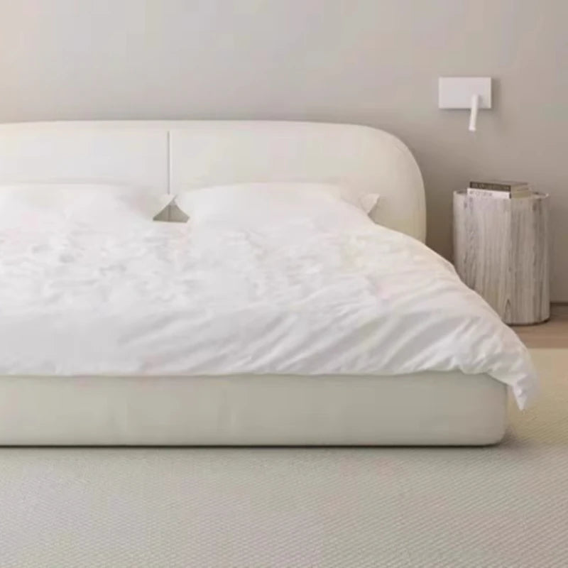 White Tech Cloth Frame Double Bed Luxury Headboard Double Bed King Size Twin Full House Cama De Dormitorio Furniture For Bedroom