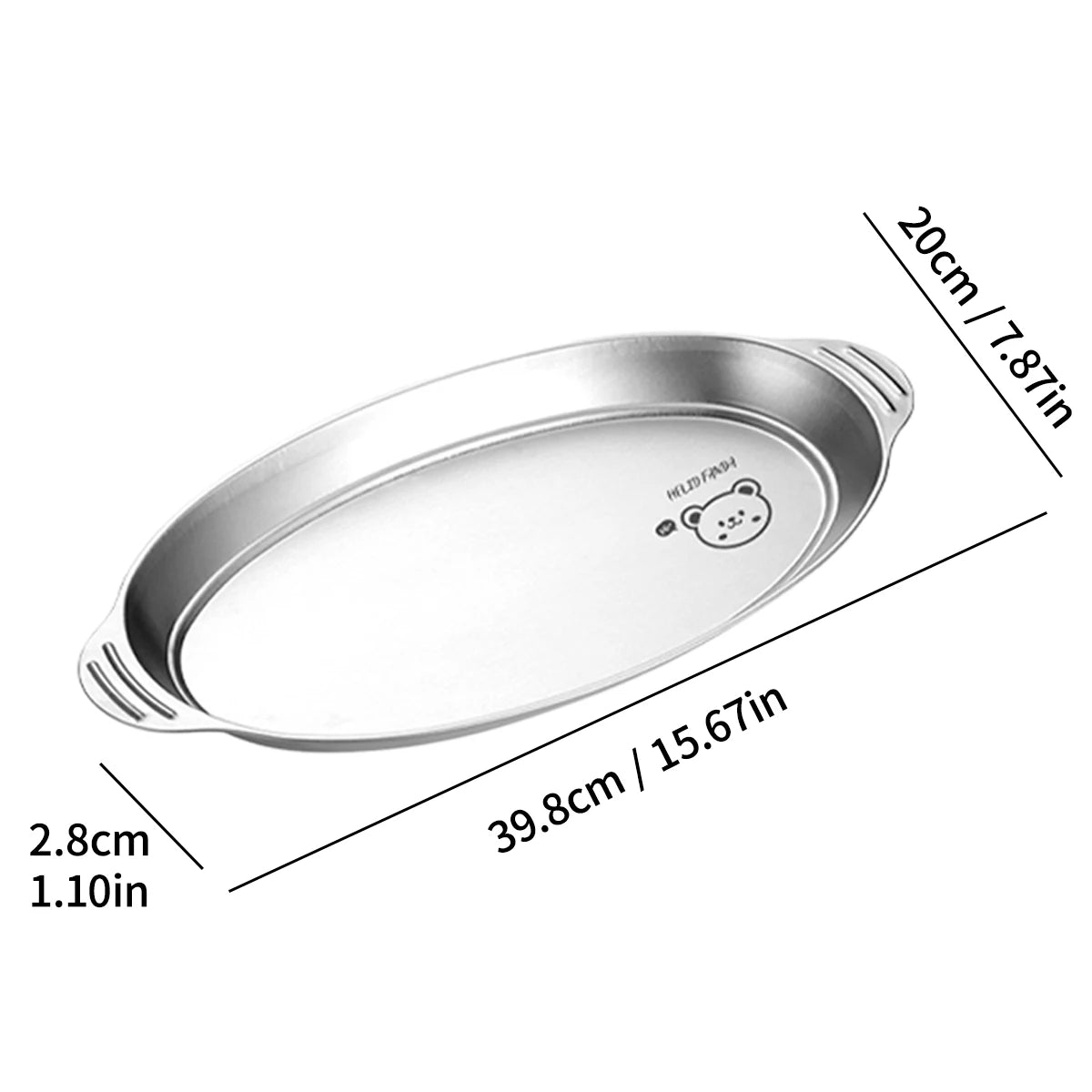 WORTHBUY Stainless Steel Fish Dish Home Steaming Fish Plate Oval Platter Thickened Main Dish Plate Snack Dessert Serving Tray