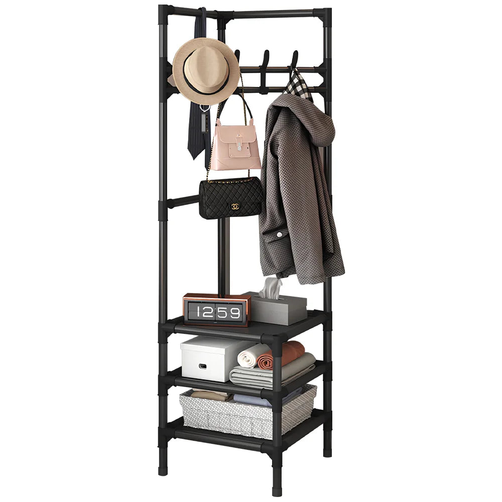 Clothes Rack Wall Corner Clothes Rack Modern Household Floor Standing Hangers for Clothes Rack with Storage Multi-level Shoe Rac