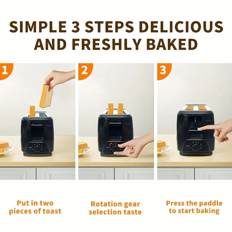 1pc 2-Slice Toaster Stainless Steel Toaster Home Toaster Breakfast Sandwich Maker Kitchen Stuff Clearance Kitchen Accessories