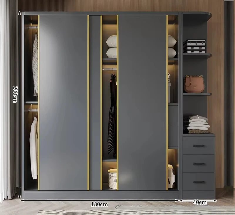 Clothes Girls Wardrobe Storage Gold Black Modern Display Wardrobe European Multifunction Vitrinas Cristal Expositoras Furniture