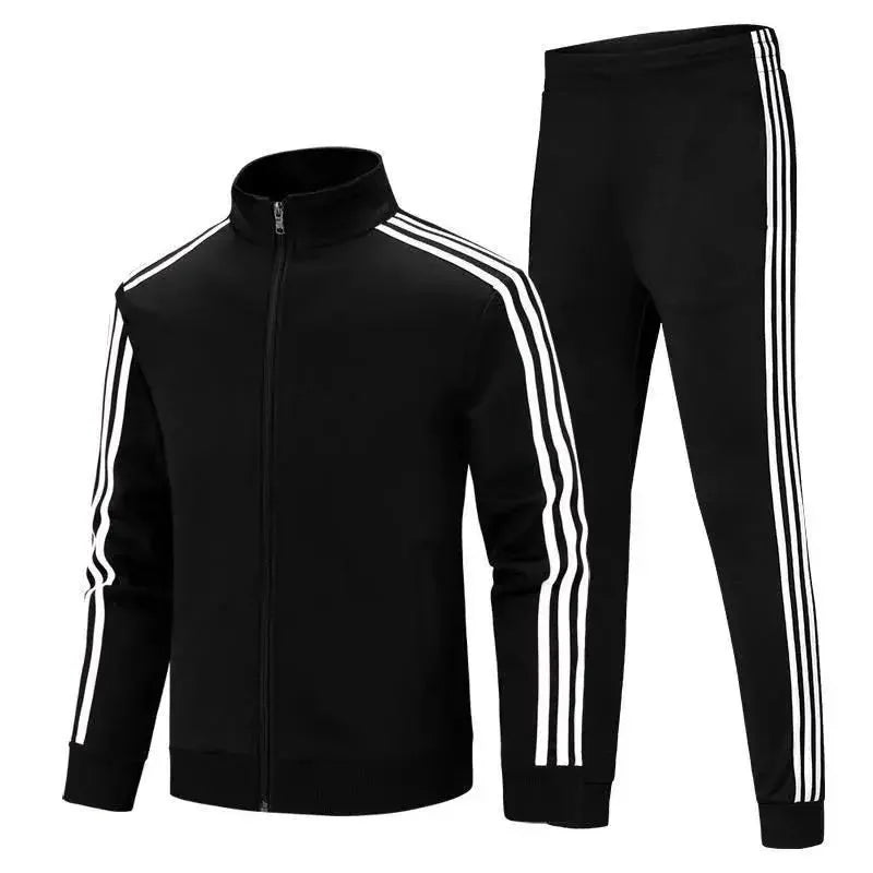 Men's Long Sleeve Running Suit Set Stand Collar Morning Run Versatile Slim Fit Sportswear Two Piece Popular Cross-Border