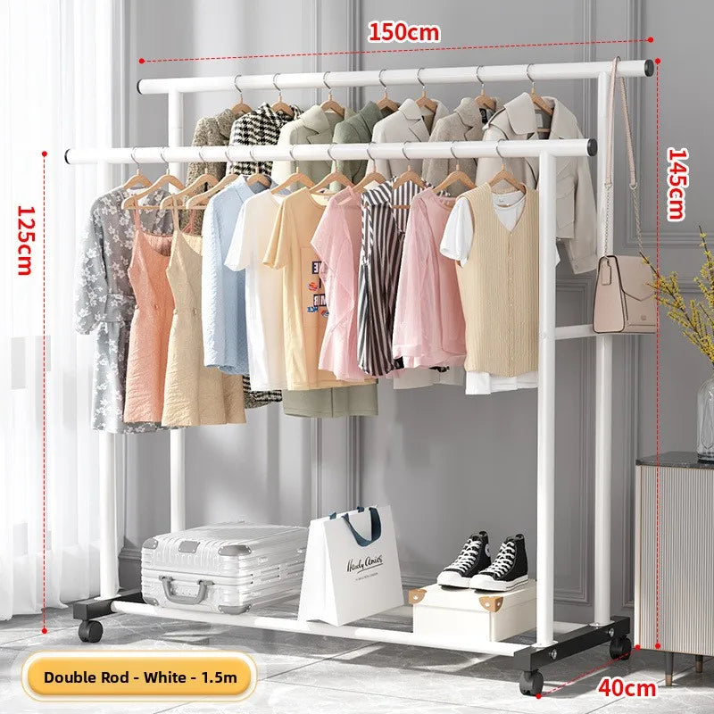 Simple Floor-Mounted Clothes Drng Ra Indoor Balcony Dormi Coat Hanger Metal Clothesline Holder Easy to Use