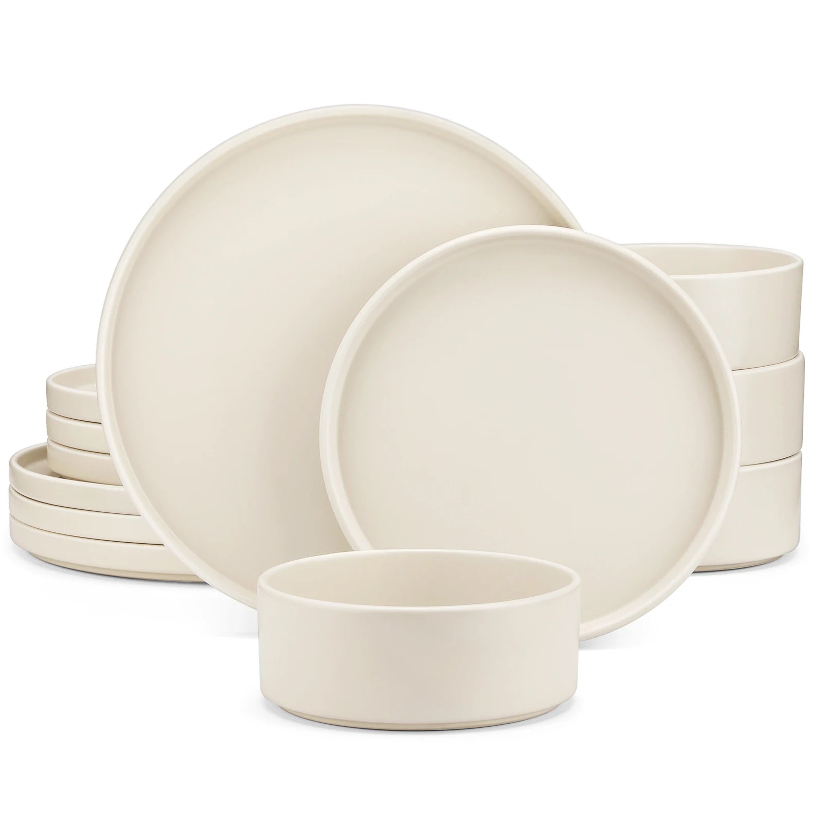 vancasso 12/24 Piece CREAM WHITE Stoneware Tableware Set Dinner Plates Set with Dinner/Dessert Plate/Bowl Dinnerware Sets