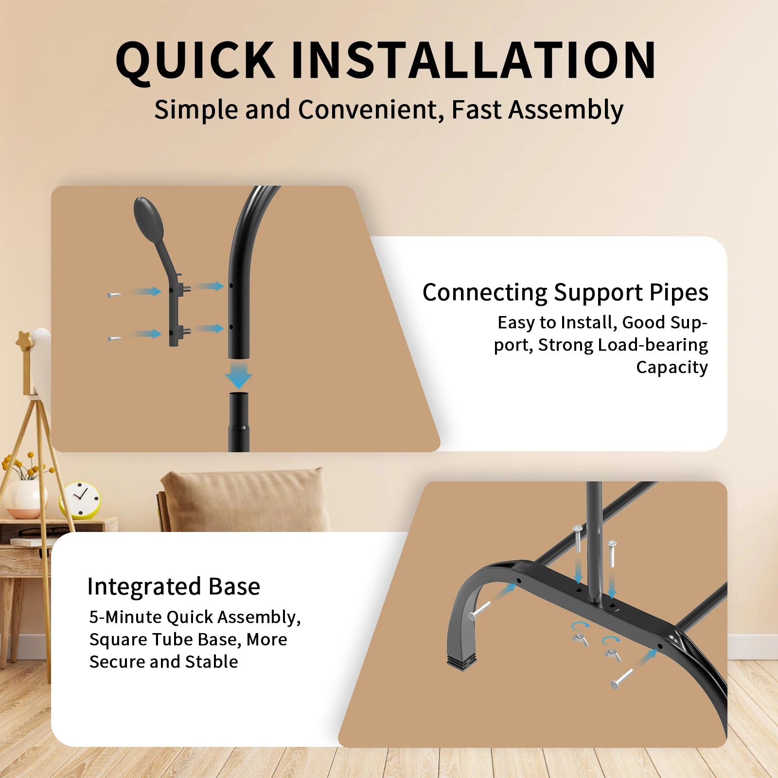 Pole Clothes Rack High-capacity Living Room Bedroom Coat Racks Household Floor Type Hanger Balcony Assembled Clothe Drying Shelf