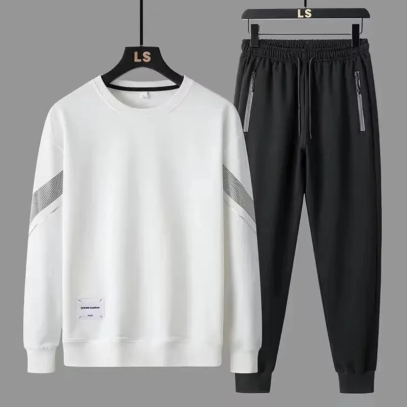 2023 Autumn Men's Sports Suit Casual Sweatshirt Pullover 2-Piece Set Plus Size Round Neck Sweatshirt Stylish Male Tracksuit