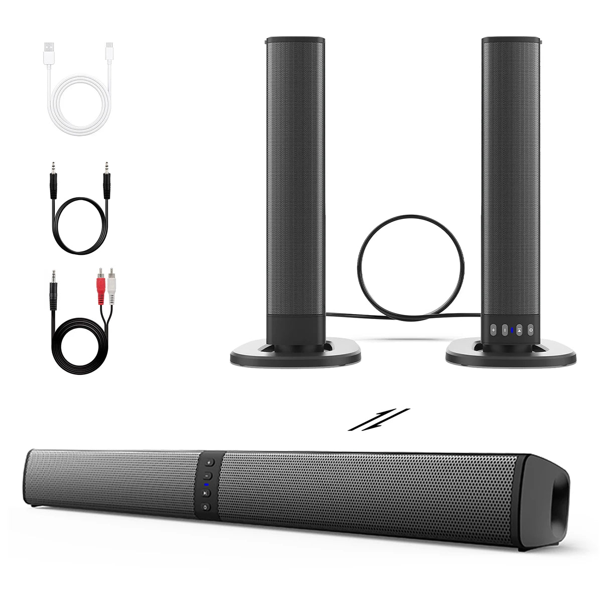 Detachable Soundbar 3D Sound Blaster Bar Audio TV PC Computer Subwoofer Wireless Home Theater Speaker