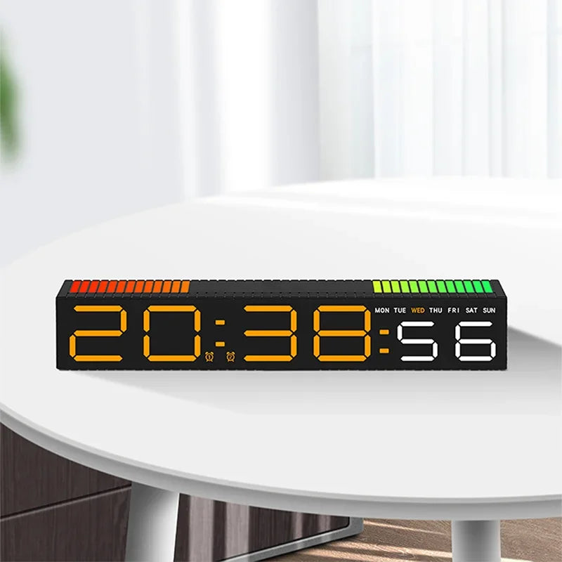 LED Alarm Clock Colorful Table Clock with Rhythm Light RGB Lamp Pickup Light Sound Control Music Rhythm Desktop Clock Home Decor
