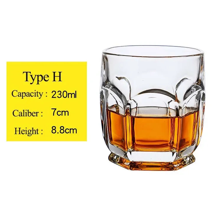 Whiskey Glass Cup Crystal Whisky Glasses Cups for Alcoho Drinking Scotch Bourbon Whisky Cognac Vodka Gin Tequila Rum Home Bar
