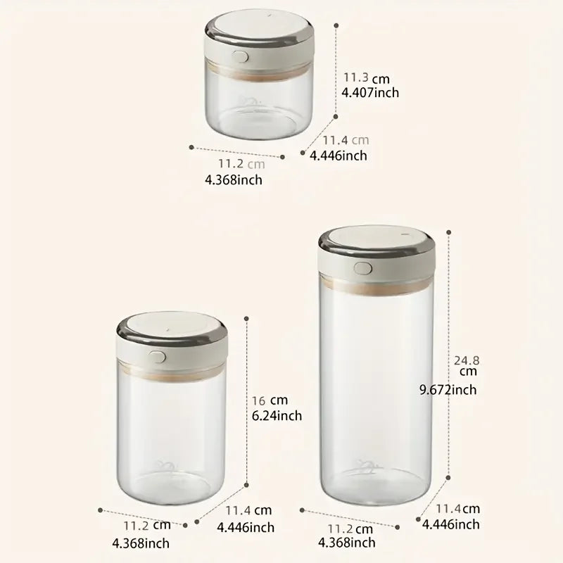 500/1100/1700 Coffee Beans Vacuum Sealed Tank Glass Food Storage Jars with CO2 Valve Household Moisture-proof Airtight Container