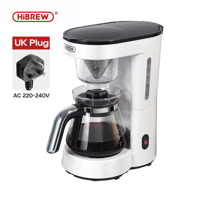 HiBREW 3 in 1 America Drip Coffee Machine Pour Over Coffee Maker Glass Teapot Hot Tea Maker 750ML H12