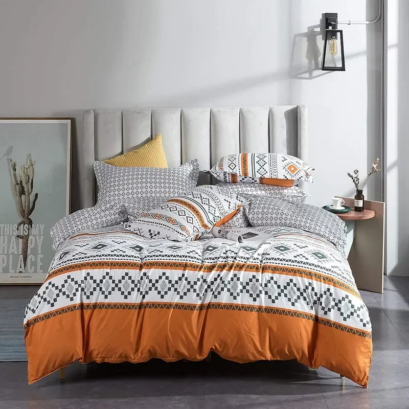 Bohon Paisley Duvet Cover Set Black White Print 3pcs Bedding Sets Luxury Pillow Case Queen and King Size Cotton Bedding Sets