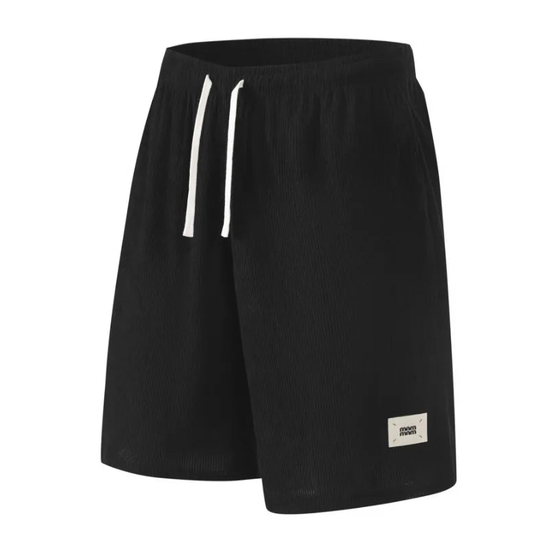 Men's summer shorts trend retro corduroy shorts men's casual hard color shorts sports breathable sports pants