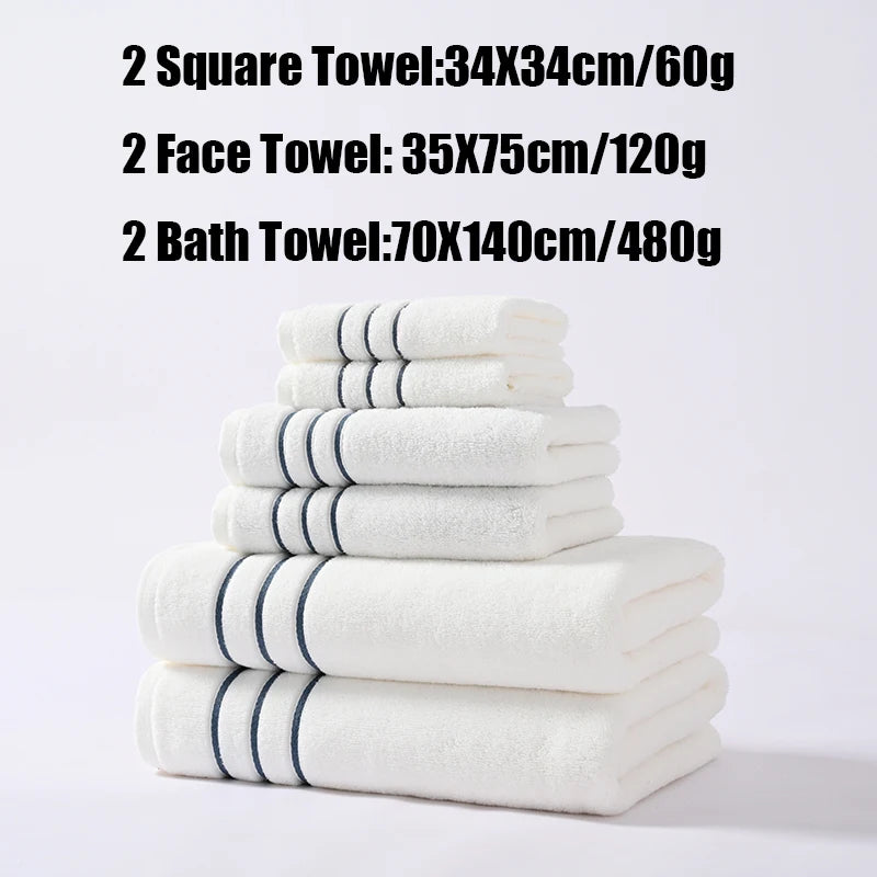 6/8PCS Bath Towel Set Adult Bathroom Cotton Super Absorbent 2 Wash Towel 2 Hand Towel 2 Bath Towel Hotel Spa Beauty Salon Grey