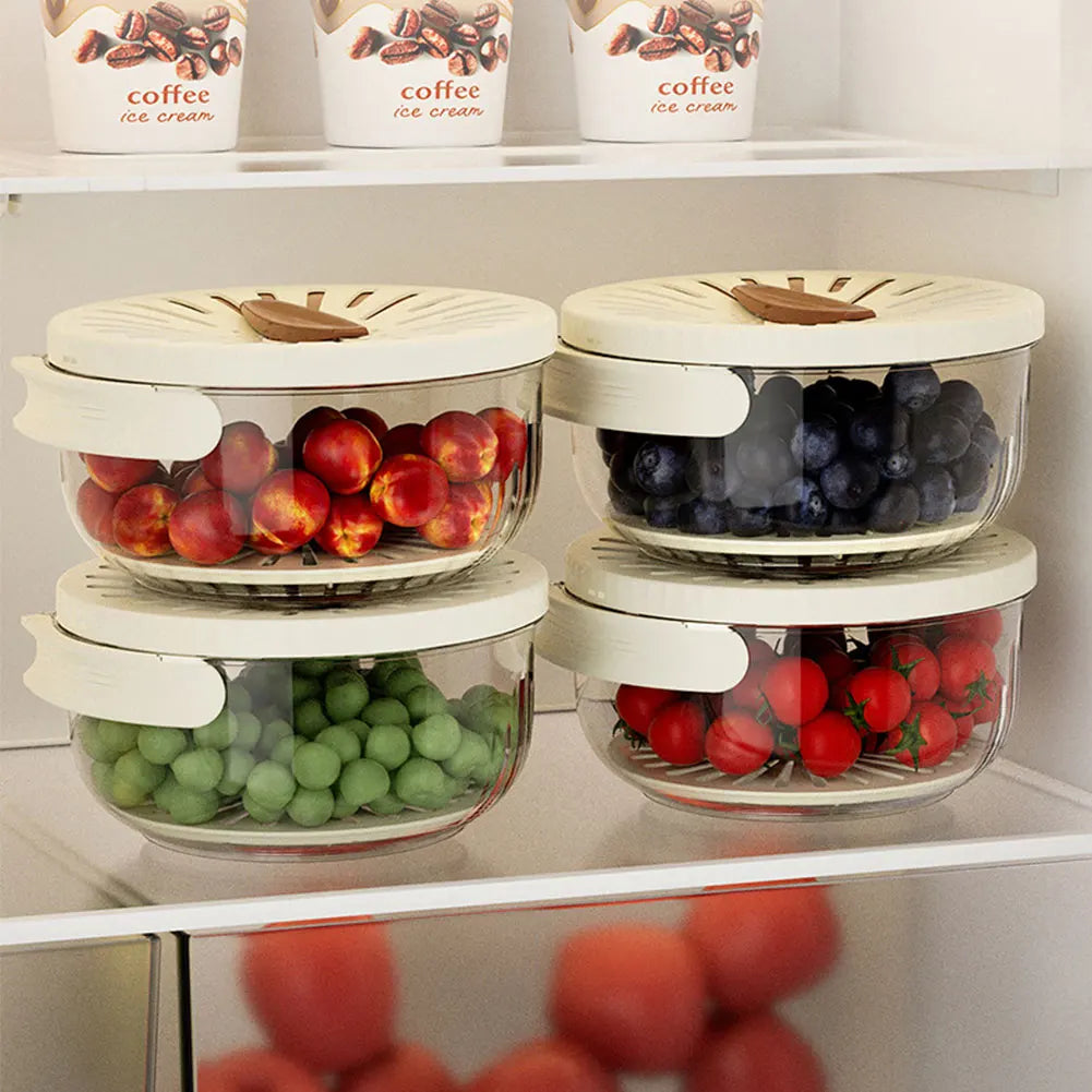 Fruit Drain Basket Strainer with Lid Foldable Handle Cleaning Colanders for Salad Mixing Vegetable Washing Bowl Food Storage