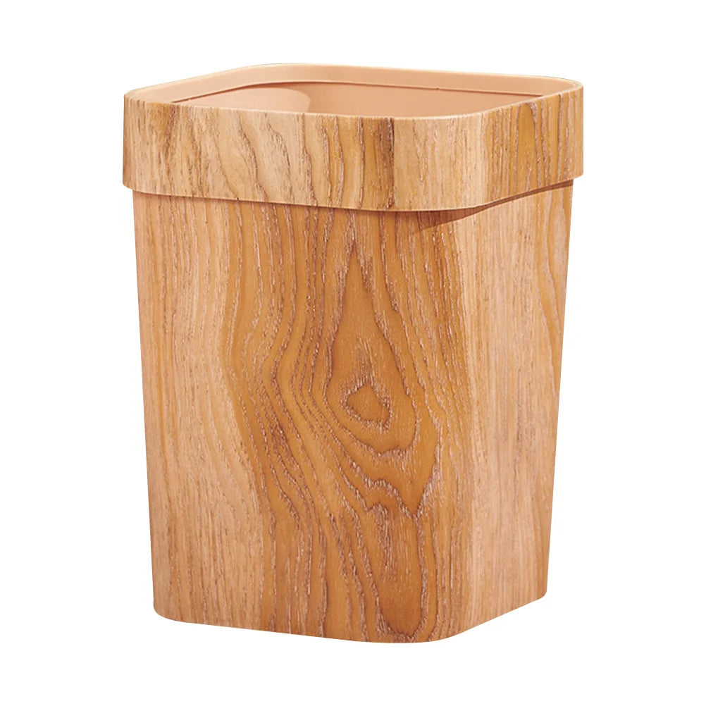 Creative Imitation Wood Grain Trash Can Garbage Household Basket Waste Paper Bin Bathroom Room Plastic Waste Bins Trash Can
