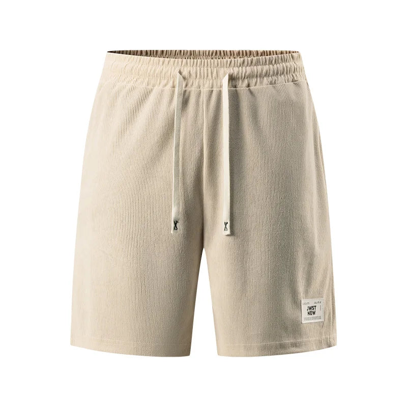 New Summer Men Corduroy Sweatpants Casual Shorts Men's Beach Shorts Basketball Short Trousers Solid Color Label Sportswear Men