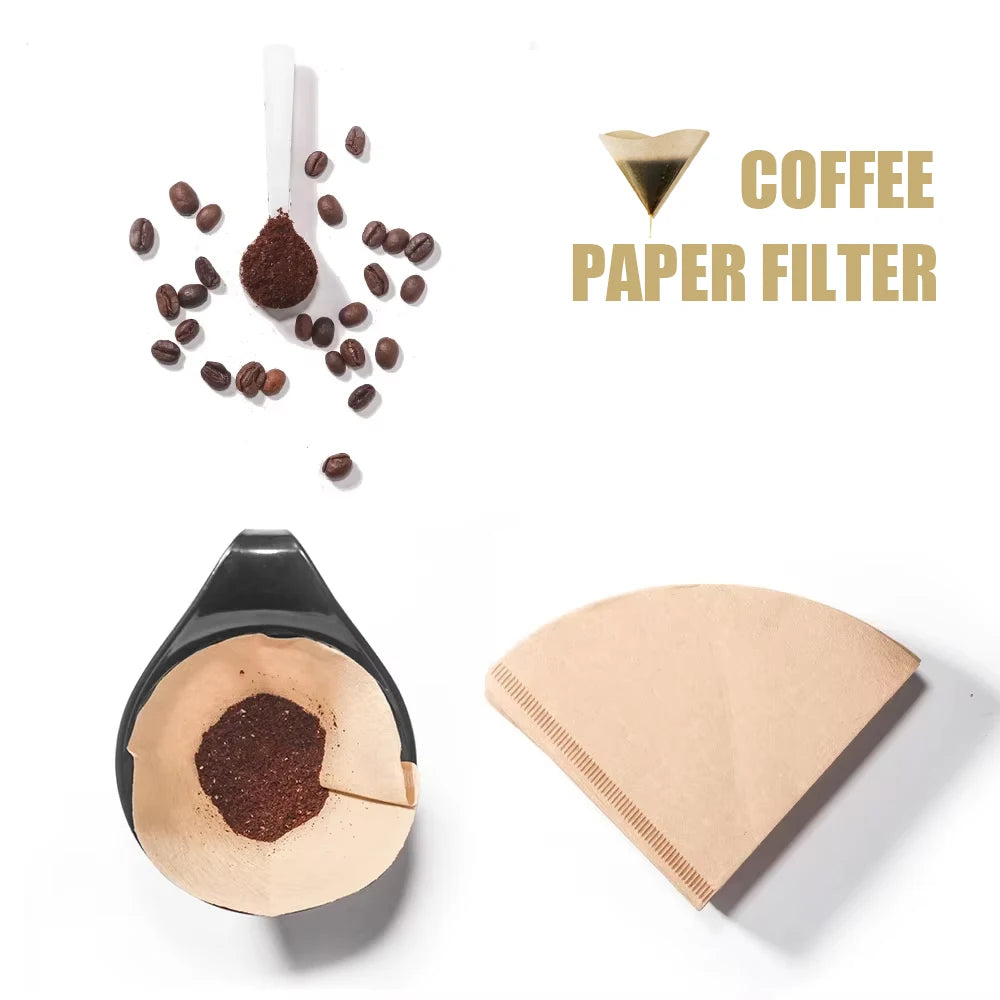 RECAFIMIL Coffee Filter Paper Count Disposable Coffer Filters Natural Cone V-Shaped Unbleached Filter for V.60 Coffee Dripper