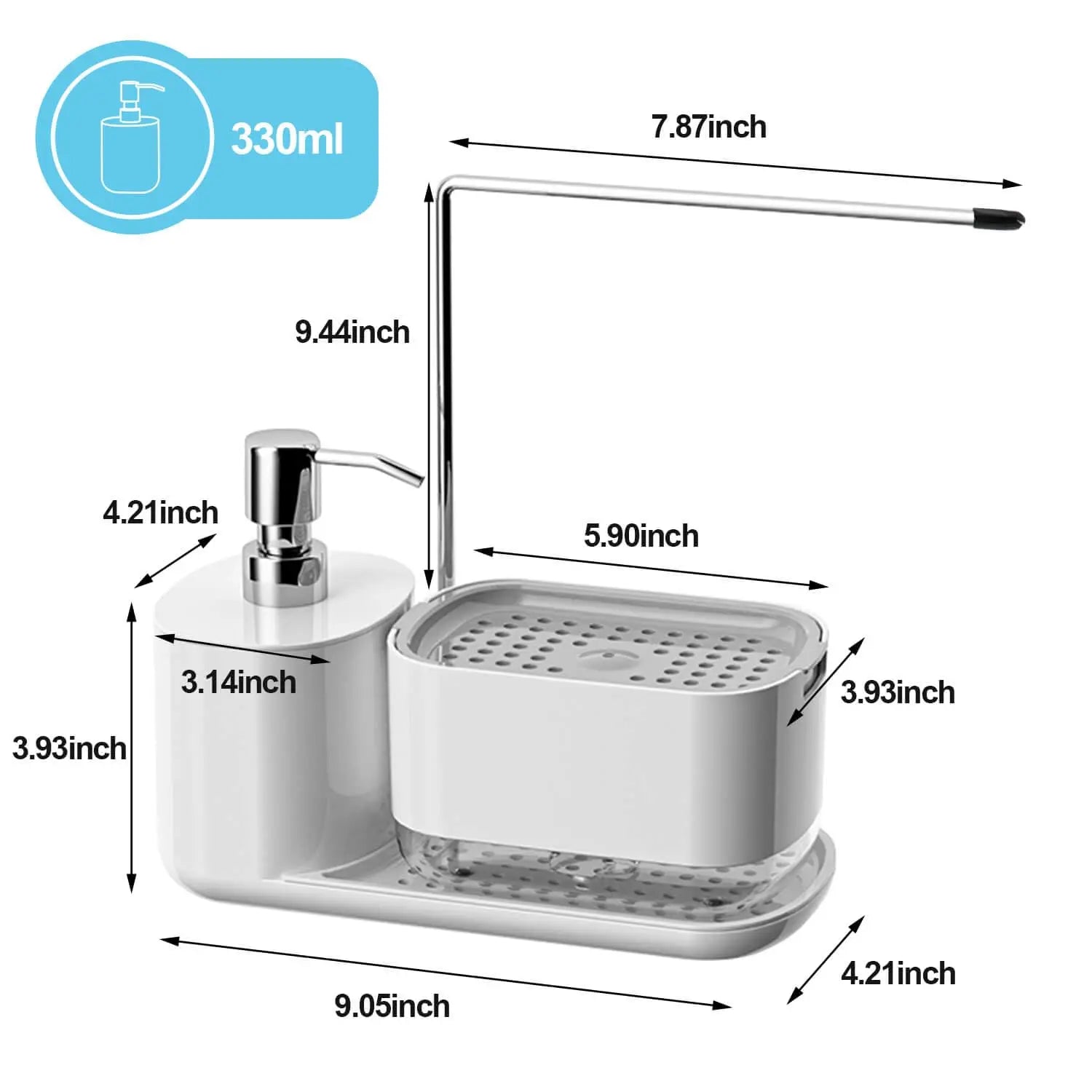 Kitchen Soap Dispenser Set Soap Pump with Rag Holder Kitchen Sink Organizer Set with Sponge Holder Rag Holder Soap Dispenser