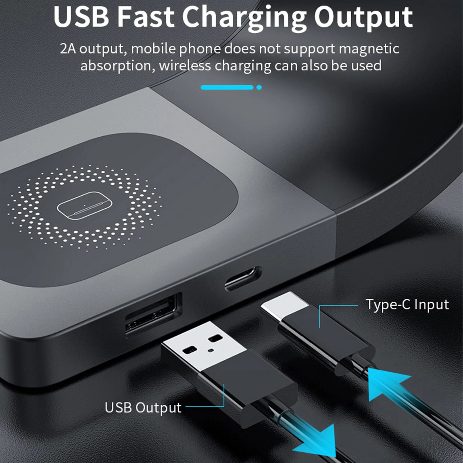 4 in 1 Wireless Charger Metal Shell  for iPhone 15 14 13 12 Magnetic Fast Charging Station Stand Dock for Apple Airpods Watch